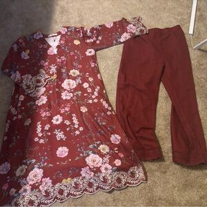 Floral Embroidered Maroon Women's Kurta Set khaadi set sz 10